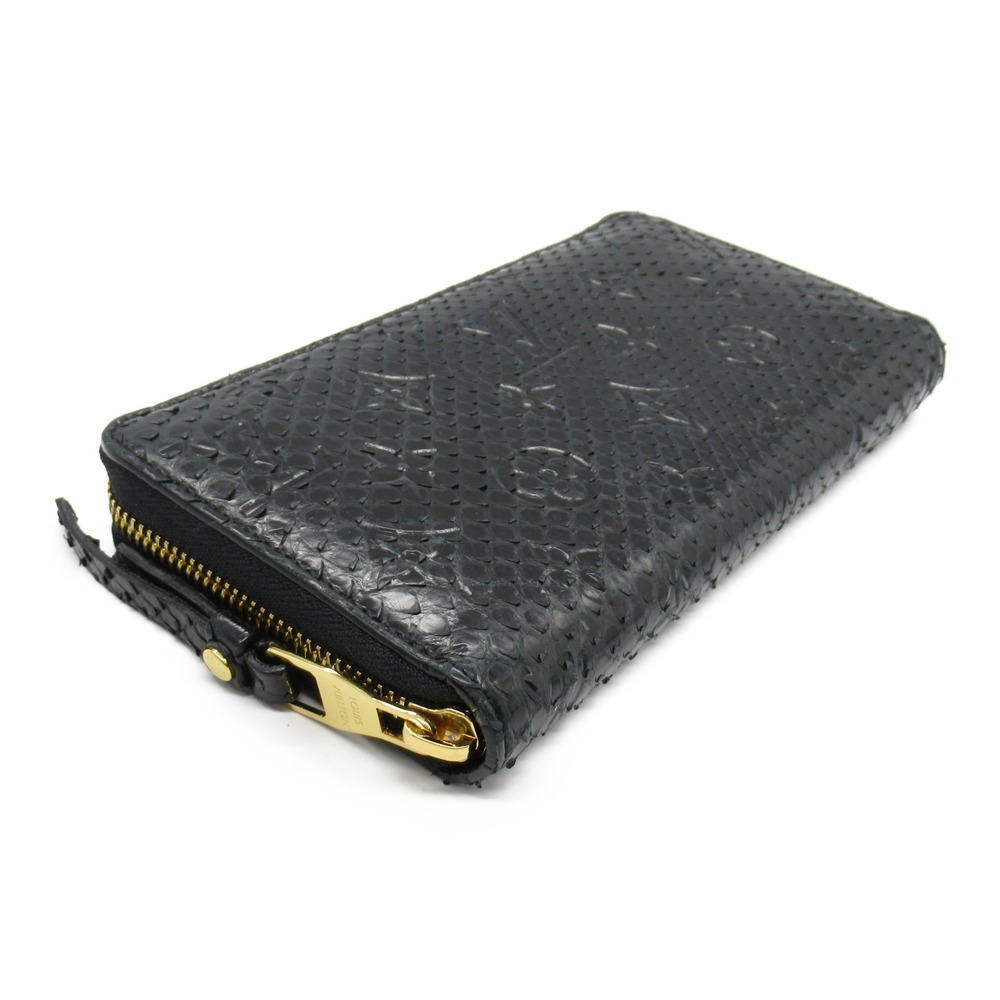 Louis Vuitton Leather Black Long Python Wallet Zi… - image 3